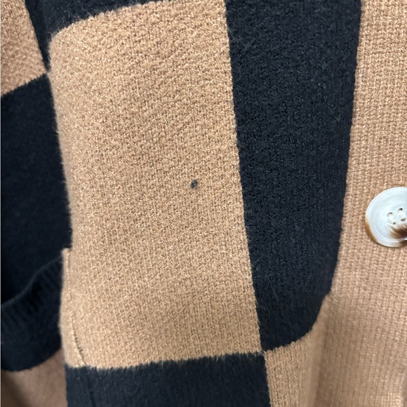 Checkered Black and Tan Women's Sweater - Picture 2 of 3